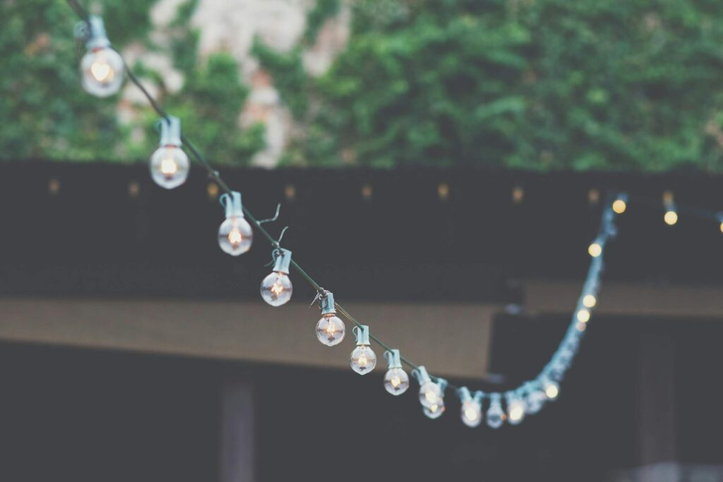 fairy lights in garden